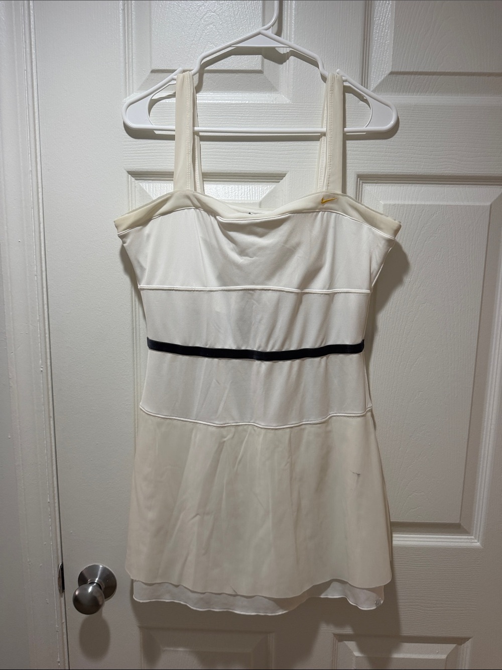 Vintage Nike White/Cream Tennis Dress with Black Waist Band L